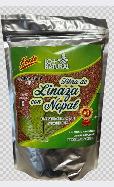 Linaza con Nopal Forte 8oz 100% Natural Blend of Ground Linaza - Nopal Cactus Powder Mix Extremely Effective Flaxseed & Nopal Powder Mix 8oz Dietary Supplement