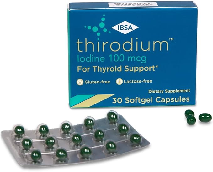 Thirodium - Thyroid Support Supplement - 100mcg Iodine (Sodium Iodate) - 30 Soft-Gel Capsules for Increased Absorption - Gluten-Free, Lactose-Free, Sugar-Free, Non-GMO