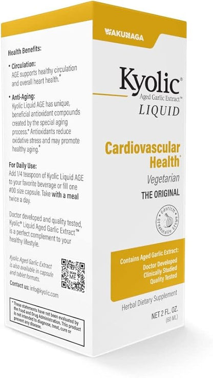 Kyolic Aged Garlic Extract Liquid, Vegetarian Cardiovascular, 2 Ounces (Packaging May Vary)