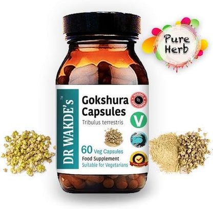 DR WAKDE'S Gokshura Capsules (Tribulus terrestris) - 60 Veg Caps | 100% Pure, All-Natural Supplement | Vegan, Plant-Based, Supports Vitality and Urinary Health
