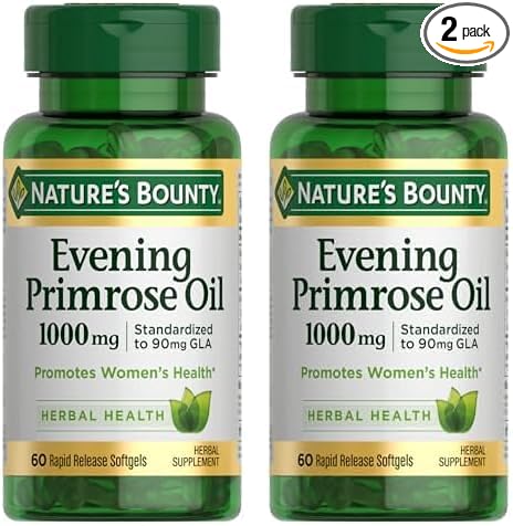 Nature's Bounty Evening Primrose Oil, Promotes Women's Health, 1000 mg Evening Primrose Oil, 60 Rapid Release Softgels (Pack of 2)