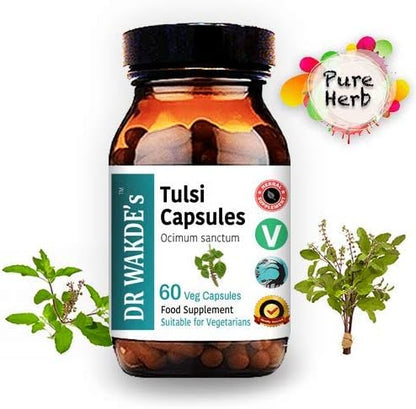 DR WAKDE'S Tulsi Capsules (Holy Basil, Ocimum Sanctum, 60 Veg Caps, Plant-Based Supplement, Ayurvedic Herb, All Natural, Vegan)