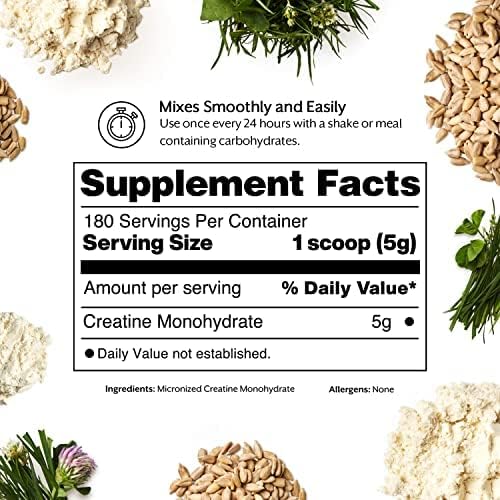 Creatine Monohydrate Powder Micronized Unflavored Instant Keto Paleo I PROMIX I 1 Ingredient 100% Purity I 3rd Party Tested I Non GMO Gluten + Soy Free I Men Performance Pre 100% Pure Choice I Lean
