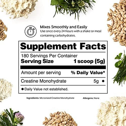Creatine Monohydrate Powder Micronized Unflavored Instant Keto Paleo I PROMIX I 1 Ingredient 100% Purity I 3rd Party Tested I Non GMO Gluten + Soy Free I Men Performance Pre 100% Pure Choice I Lean