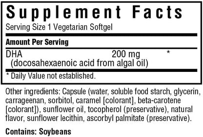 BlueBonnet Natural Omega-3 Vegetarian DHA Vegetarian Softgels, 200 mg, 60 Count ('743715009097)