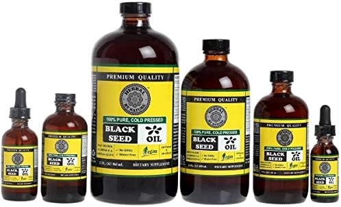 Pure Black Seed Oil - 100% Pure Nigella Sativa - Cold Pressed - Vegan - Non GMO - 16 oz - in Glass Bottle - Herbal by Nature
