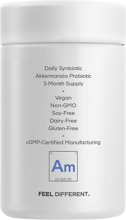 Codeage Akkermansia Synbiotic Supplement - 100 Million AFU Akkermansia Probiotic & Chicory Inulin Prebiotic - Chicory Root - 1 Capsule Per Serving - Non-GMO, Gluten-Free - 30 Capsules