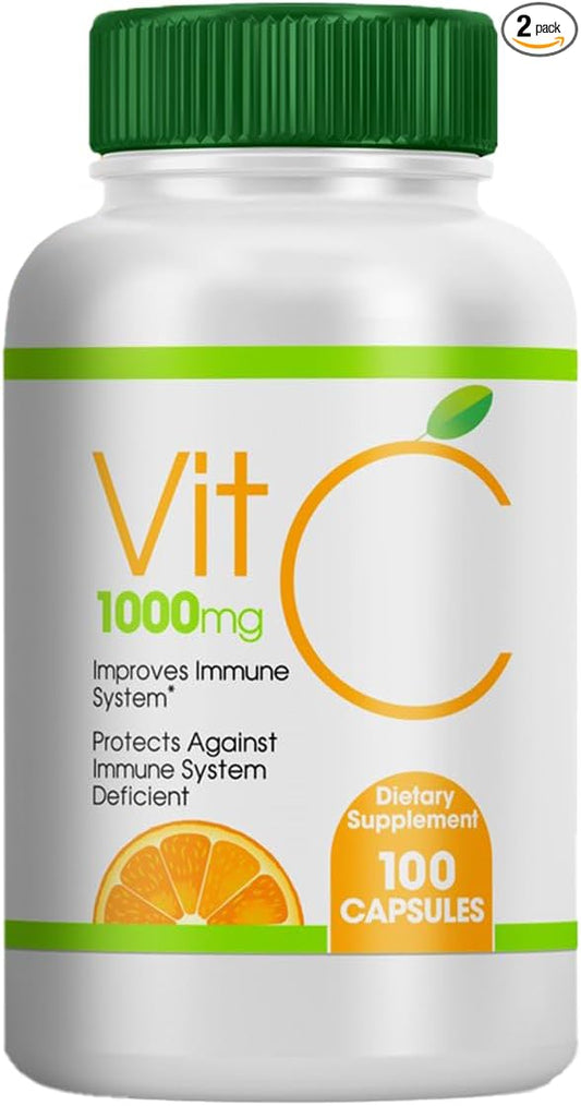 VIT C, 100 Capsules, Dietary Supplement, Elevate Your Immunity with Vitamin C, Dietary Supplement (Pack of 2)