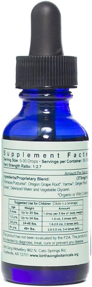 Children's Immune Boost Tincture*, Kids Immune System Support Supplement with Echinacea, Liquid Herbal Immune Drops for Kids, Children's Echinacea Herb Immune Formula 1oz Bottle