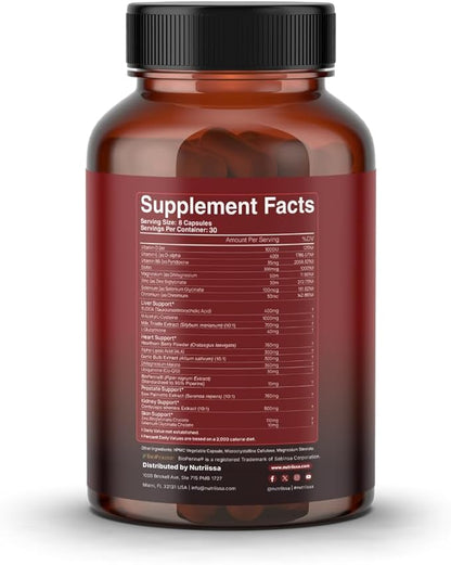 Nutriissa Cycle Support - Premium Kidney & Liver Detox - Organ Defense for Bodybuilders & Weightlifters - EPEB Certified for Purity & Potency - 400mg TUDCA & 1000mg NAC - Vegan, 240 Capsules