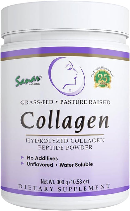 Sanar Naturals Collagen Peptides Powder - for Hair, Nail, Skin, Joint, and Bone Health - Hydrolyzed Collagen for Women & Men, Easy to Mix Collagen Protein Supplement, Unflavored, 10.58 oz