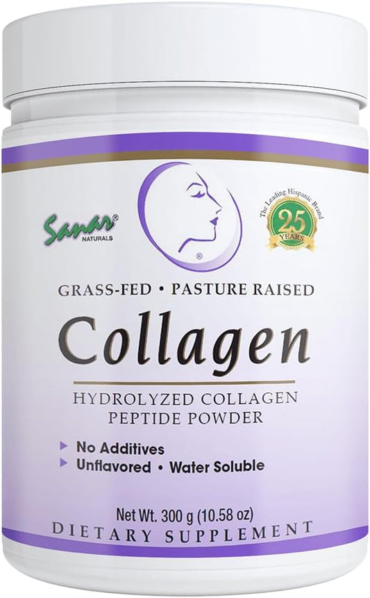 Sanar Naturals Collagen Peptides Powder - for Hair, Nail, Skin, Joint, and Bone Health - Hydrolyzed Collagen for Women & Men, Easy to Mix Collagen Protein Supplement, Unflavored, 10.58 oz