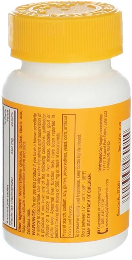RUGBY LABORATORIES Niacinamide 500 Milligrams 100 Tabs