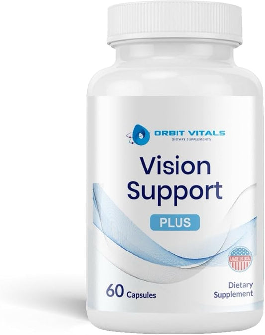 Vision Support Supplements with Lutein, Zeaxanthin, Bilberry Extract - Eye Care Health Vitamin for Eye Strain, Dry Eyes, Screen Blue Light - Ideal for Adults, Elderly - Made in USA, 60 Veggie Capsules
