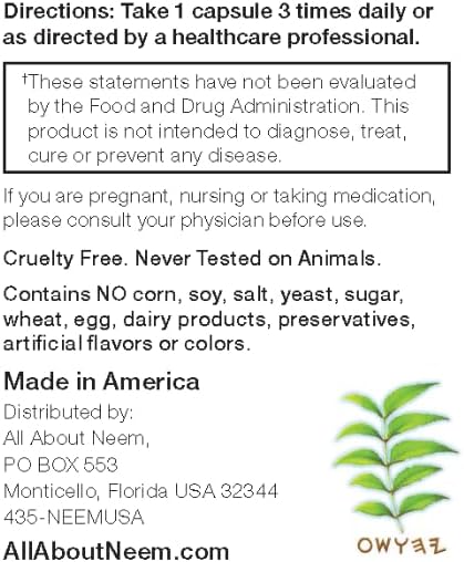 Neem Bark Capsules 400 mg Organic Fresh Ground Neem Bark Powder Grown in America 120 Count & Made in USA Vegan