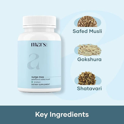 Mars by GHC Surge Max Natural Capsules – 60N | 100% Ayurvedic Formula with Natural Extracts | Supports Energy, Stamina & Overall Well-Being | Pack of 1