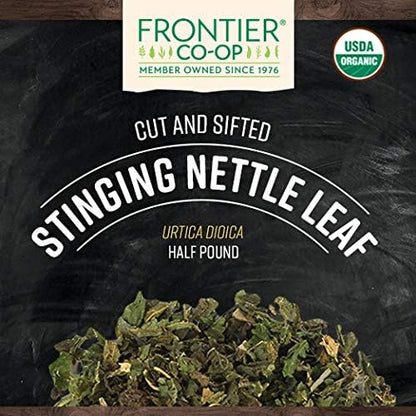 Frontier Co-op Stinging Nettle Leaf, 1/2-Pound, Cut & Sifted for Teas, Soups, Smoothies and Stir Frys (Packaging may vary)
