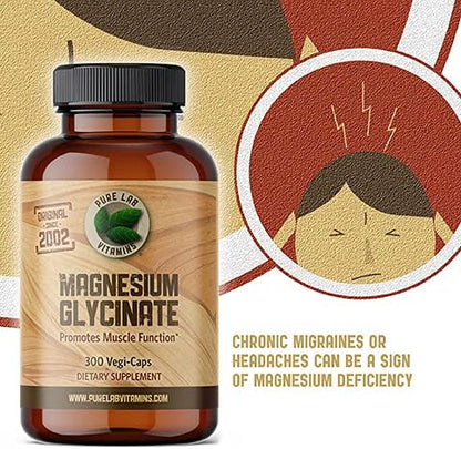 Magnesium Glycinate 165mg/caps (3 caps/Day for 500mg) - 300 caps - Magnesium Supplement from Canada - Magnesium Pills Supplement - Magnesio Glycinate Capsule Made in Canada