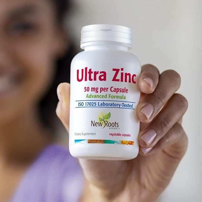 New Roots Herbal Ultra Zinc Advanced Formula 50 mg (90 Veg Caps) – Key in Nutrient Absorption & Metabolism, Tissue & Energy Production | Supports Immunity | Supports Skin Health, Eye Health