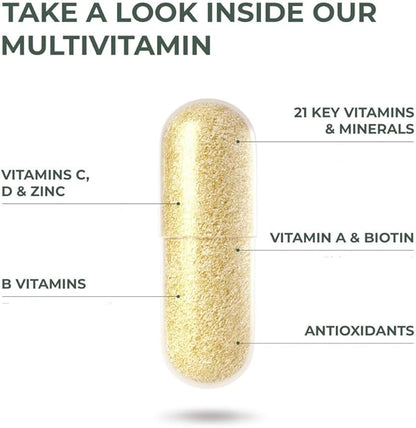Primal Harvest 2 Pack, Multivitamin for Women and Men Vitamin A, Vitamin C, Vitamin D and E, Vitamin B12, B6, Biotin, Zinc Supplements, 60 Capsules