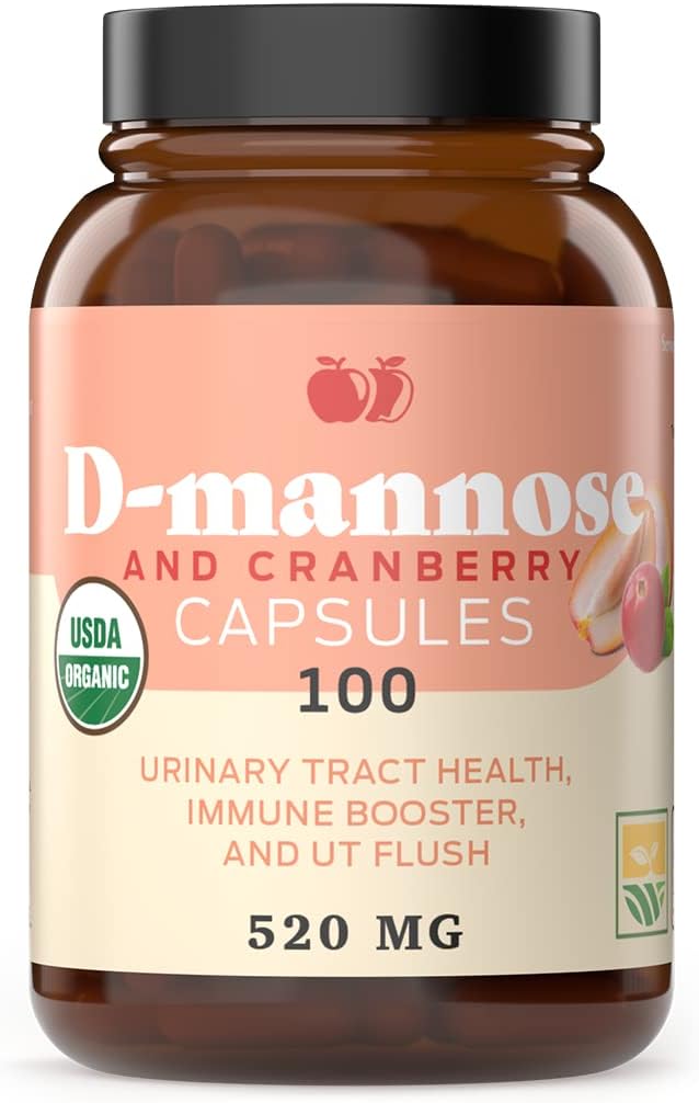 Complete Natural Products D-Mannose & Cranberry Capsules - 100 Capsules, 1040mg per Serving for Urinary Tract Health and UT Flush