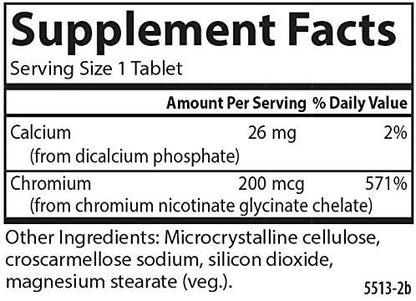 Carlson Chelated Chromium 200 mcg Superior Absorption - Healthy Metabolism Energy Production & Optimal Wellness - 300 Tablets