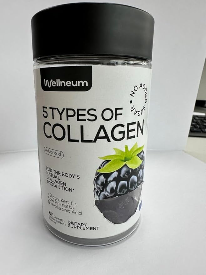 Collagen Peptide Gummies for Women and Men - Collagen Gummy Supplement for Healthy Hair, Skin, Nails and Bones - Hyaluronic Acid, Biotin, Keratin, Saw Palmetto - Sugar Free, No GMO and Gluten