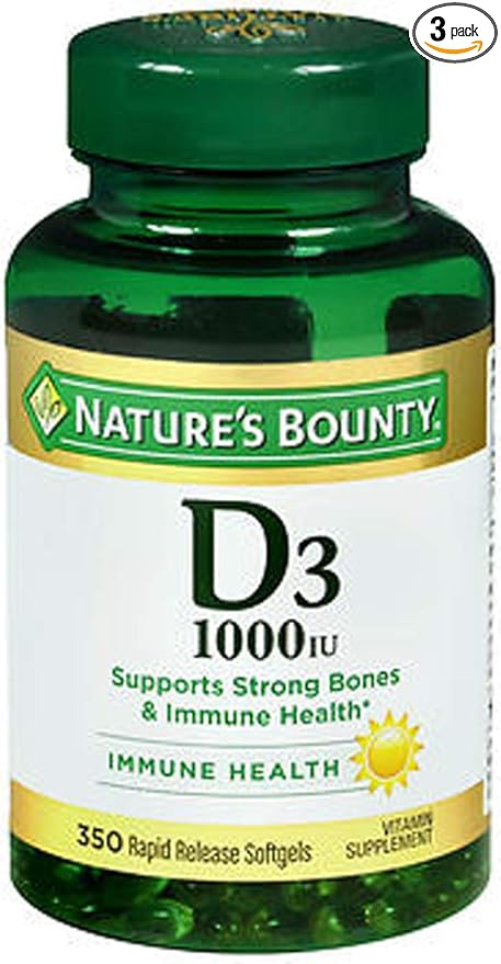 Nature's Bounty Bounty D-1000 IU Dietary Supplement Rapid Release Liquid Softgels 350 ea (Pack of 3)