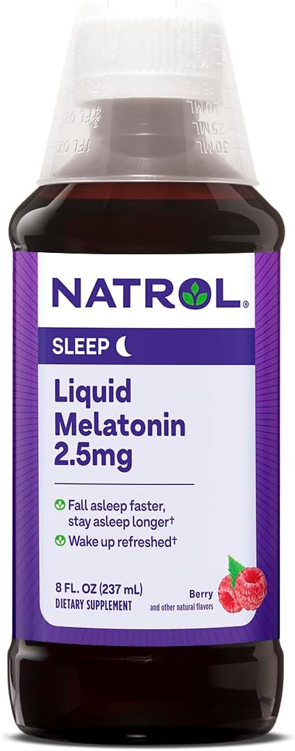 Natrol Liquid Melatonin 2.5mg, Berry-Flavored Dietary Supplement for Restful Sleep, 8 Fl Oz, 23 Day Supply