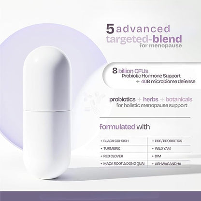 Complete Menopause Supplement for Women – Supports Hormone Balance, Hot Flashes, Night Sweats & Mood – with DIM, Black Cohosh, Dong Quai, Chasteberry, Pre & Probiotics – 90 Capsules – Made in USA