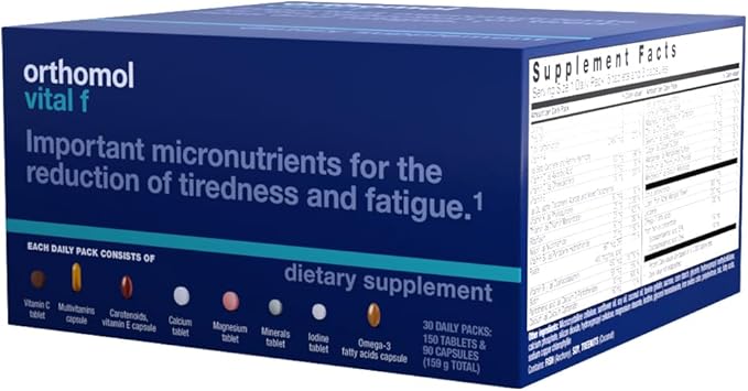 Orthomol Vital F Women's Multivitamin Tablets – 30-Day Supply for Enhanced Vitality, Energy, and Reduced Fatigue with Vitamins A, B, C, D, E, K, Calcium, Iodine & Omega-3
