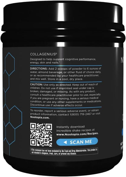 Collagenius v 2.0 - Blended Powder of 4 Mushrooms, Collagen & Superfoods - Brain Supplement Supports Focus, Memory, Hair, Skin - Salted Caramel 30 Servings