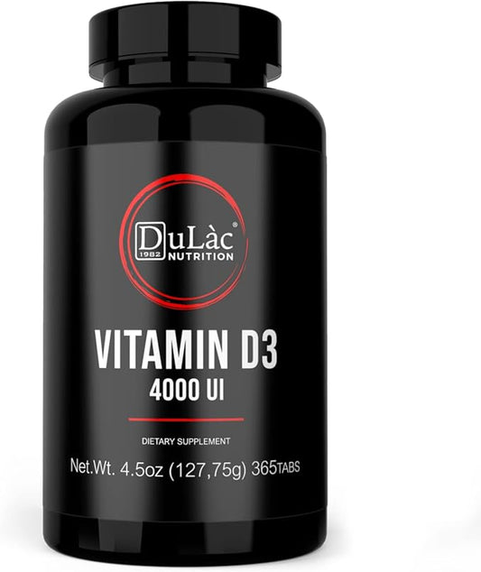Dulàc - Vitamin D3 4000 IU Supplement, Promotes Calcium & Phosphorus Absorption, Supports Bones, Teeth, Muscles & Immune System, 365 Tablets, Made in Italy