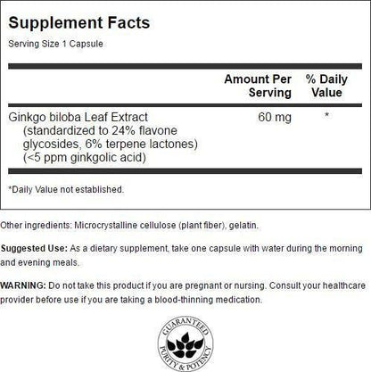 Swanson Ginkgo Biloba Extract 24% 60 Milligrams 240 Capsules