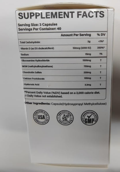 Glucosamine Chondroitin MSM+ Vitamin D3 | 2568mg | Joint Support Supplement, Shellfish Free, Helps with Inflammatory Response Care for Joints, Enhance Flexibility & Bone, Non-GMO,18