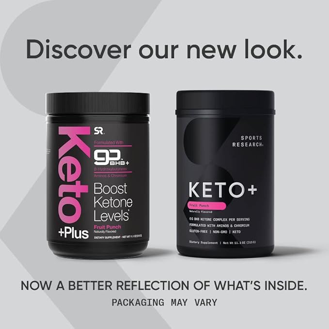 Sports Research Keto Plus Exogenous Ketones with goBHB - 30 Servings | Keto Electrolyte Powder for Hydration, Energy, Focus & Ketosis | Keto Certified, Vegan Friendly (Fruit Punch)
