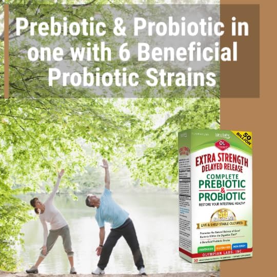 Olympian Labs Extra Strength Complete Prebiotic and Probiotic Supplement - 50 Billion Live Shelf Stable Cultures - 30 Vegetarian Capsules