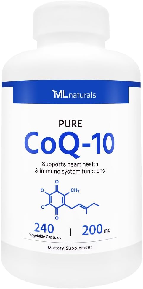 Pure CoQ-10 200 mg, 240 Vegetable Capsules. One a Day (6-Month Supply). Premium Quality