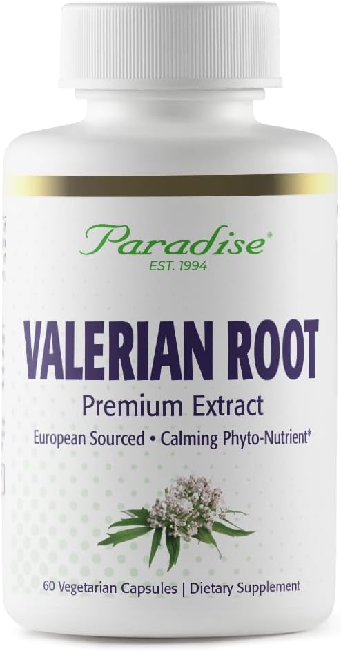 Paradise Herbs Valerian Root, European Sourced Active Whole Spectrum Extract, Vegan, Non-GMO, Gluten Free, 250 mg 60 Vegetarian Capsules