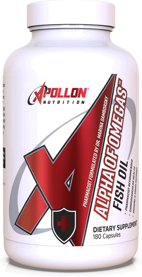 Apollon Nutrition Alpha of Omegas Fish Oil, EPA, DHA, Brain, Cardiovascular, Eye, 180 Softgel Capsules