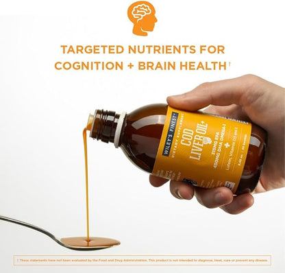 Wiley's Finest Cod Liver Oil - Orange Flavored Omega-3 Fish Oil Supplement - 765mg Omega-3s - 8.45 Oz (50 Servings)