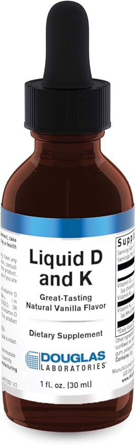 Douglas Laboratories - Liquid D & K - Vitamins K-1, K-2 and Vitamin D3 to Support Optimal Bone Health - 1 fl. oz. - Natural Vanilla Flavor