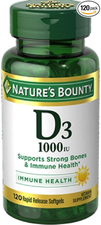 Nature's Bounty Vitamin D3 1000 IU Immune Health, 120 Softgels (Pack of 12)