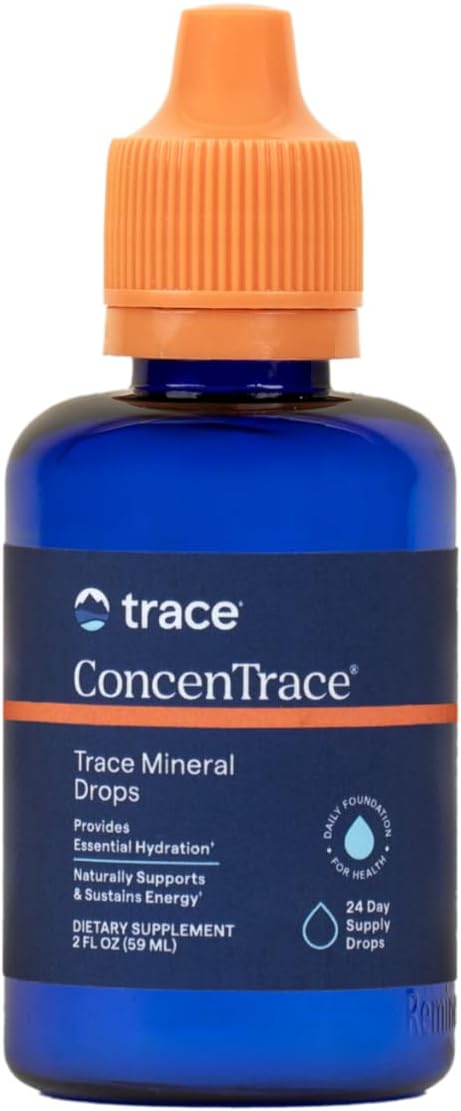Trace Minerals ConcenTrace Trace Mineral Drops - Liquid Supplement for Bone & Joint Support - Aids Hydration & Electrolyte Restoration - Unflavored, 2 fl oz (24 Servings)