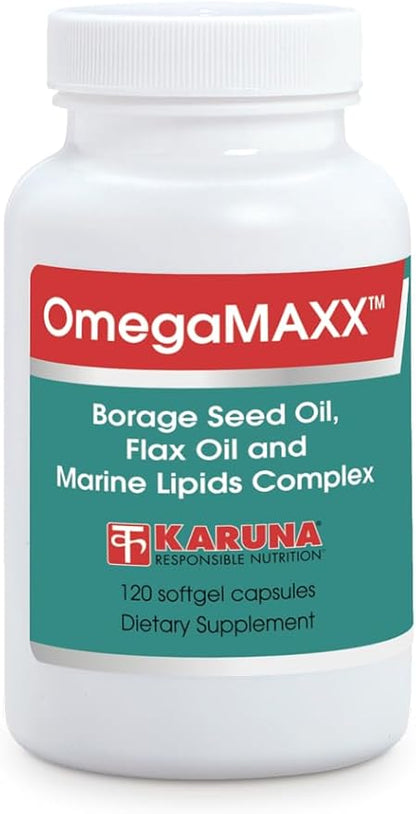 OmegaMAXX | 120 Gelatin softgel Capsules | Omega-3,6,9 | 160mg | 287 mg | 65 mg | Evening Primrose | Borage | Organic Flaxseed | Marine Lipid Concentrate | 200mg