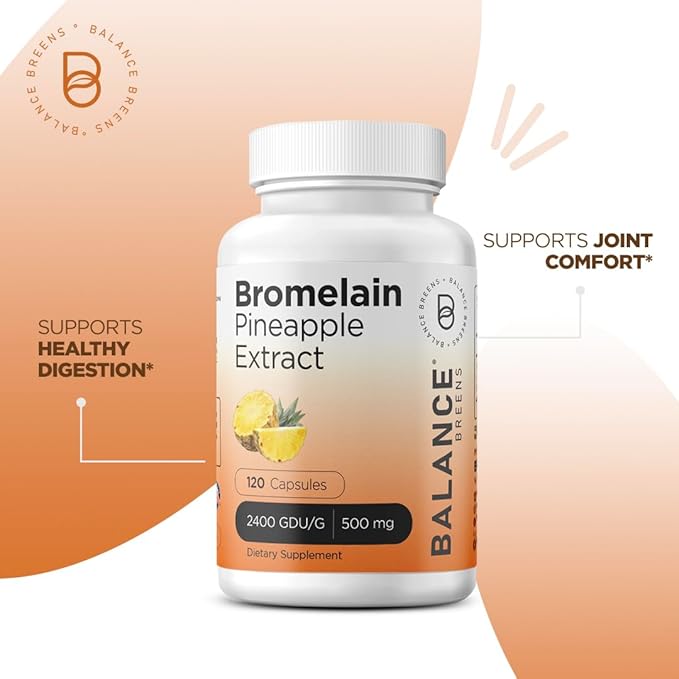 Balancebreens Bromelain 500mg, 120 Capsules - Pineapple Extract Digestive Enzyme, Supports Digestion and Joint Health Supplement