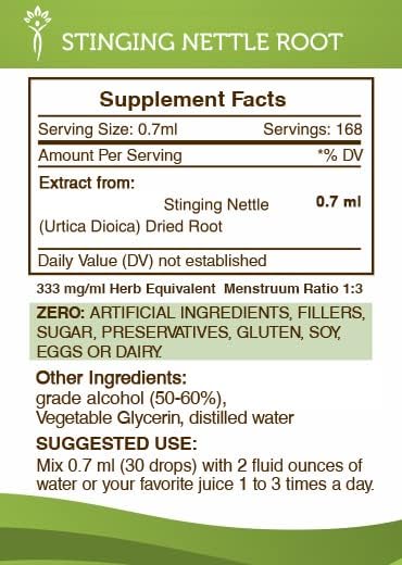 Secrets of the Tribe Stinging Nettle Root Tincture Alcohol Extract, High-Potency Herbal Drops, Tincture Made from Stinging Nettle Urtica Dioica Respiratory and Urinary System Health 4 oz