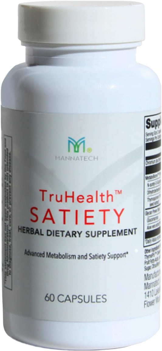 Mannatech - TruHealth Satiety - Encourages Mindful Eating & Balanced Habits, Gut Health Formula with MetaboBiome Blend & Chromium - 60 Capsules