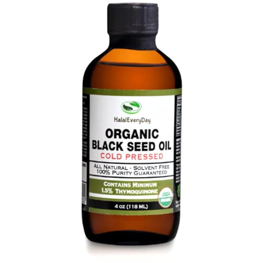 Organic Black Seed Oil - USDA Certified Cold Pressed Glass Bottle Over 1.5% Thymoquinone 3X Strength Turkish Black Cumin Nigella Sativa Non-GMO 100% Pure Blackseed Oil (4oz Glass Bottle)