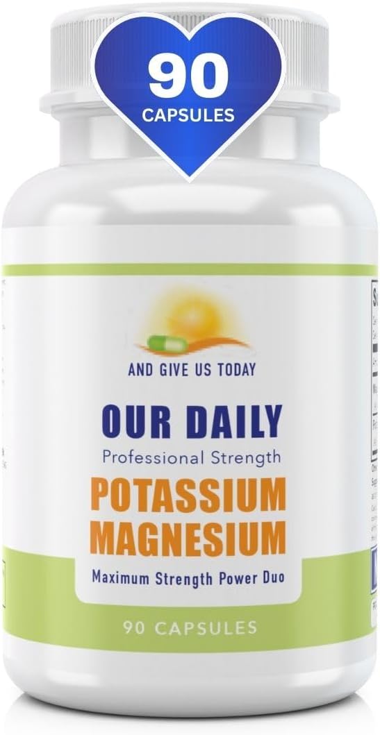 Our Daily Vites Magnesium Potassium Complex 90 Capsules Supplement High Absorption Magnesium Support Vascular Health & Leg Cramp
